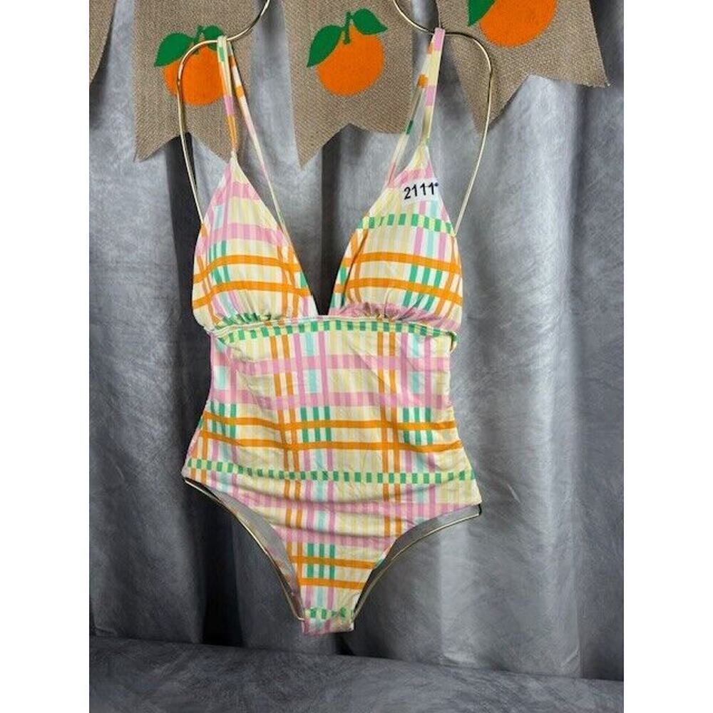 NWT Vero Moda One Pc Swimsuit Womens S Tropical Multicolor Swimwear Hawaiian
